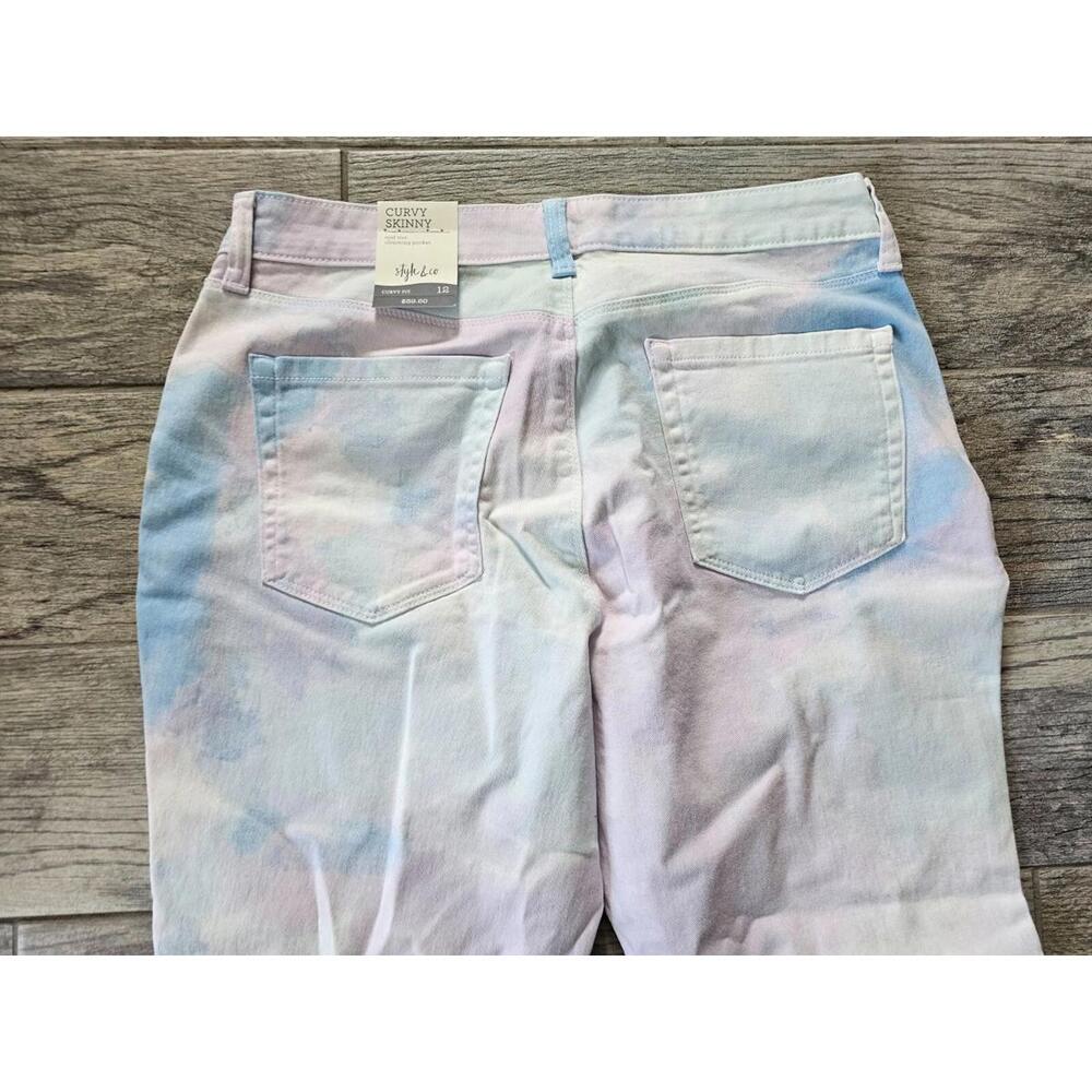 BNWT New Style & Co Curvy Fit Skinny Leg Tie Dye Denim Jeans Pants Size 12 - Picture 12 of 12